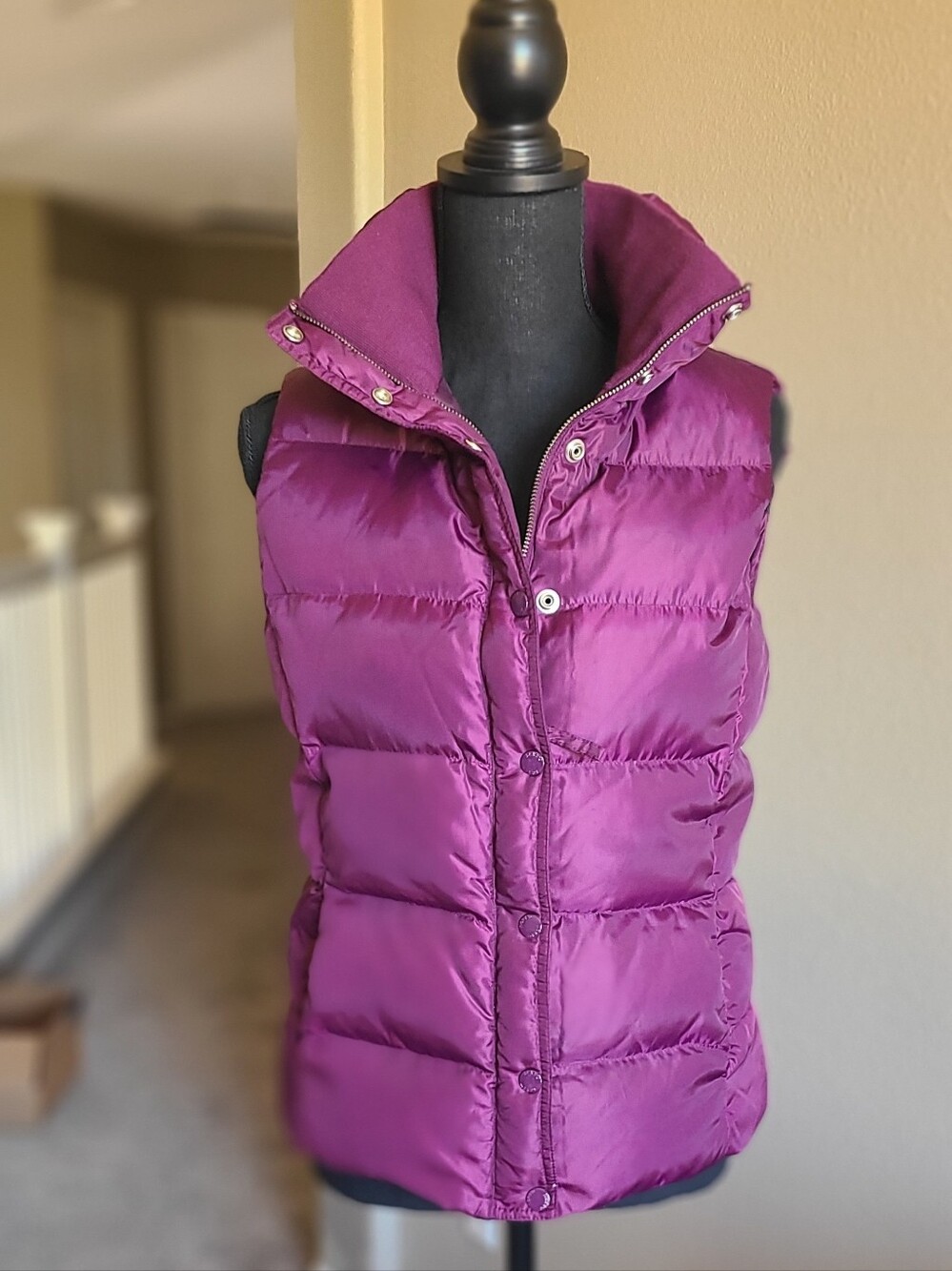 J. Crew Magenta Purple Lined Jacket with Drawstring Waist, Zipper and Buttoned
